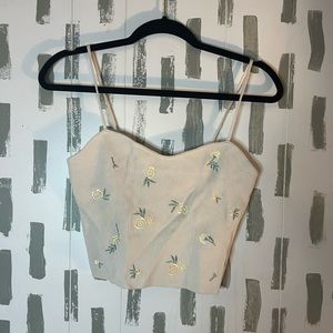 H&M cropped floral embroidered tank